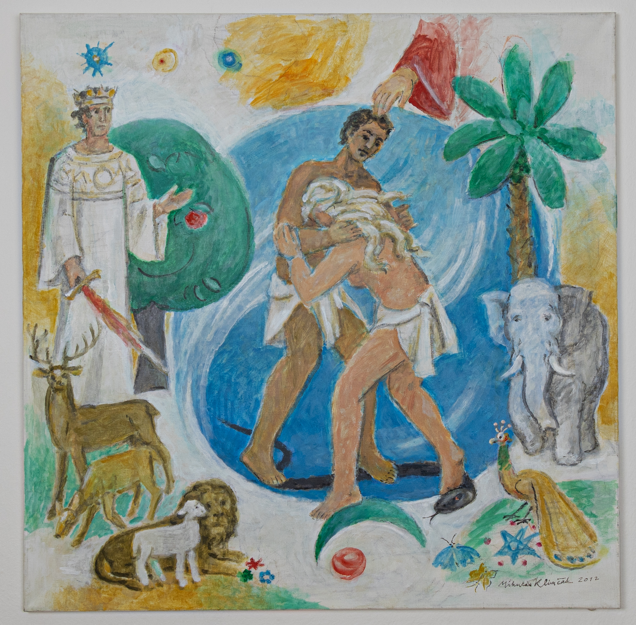Mikuláš Klimčák - Adam a Eva - Krásny ráj 2012 (olej, 100x100)
