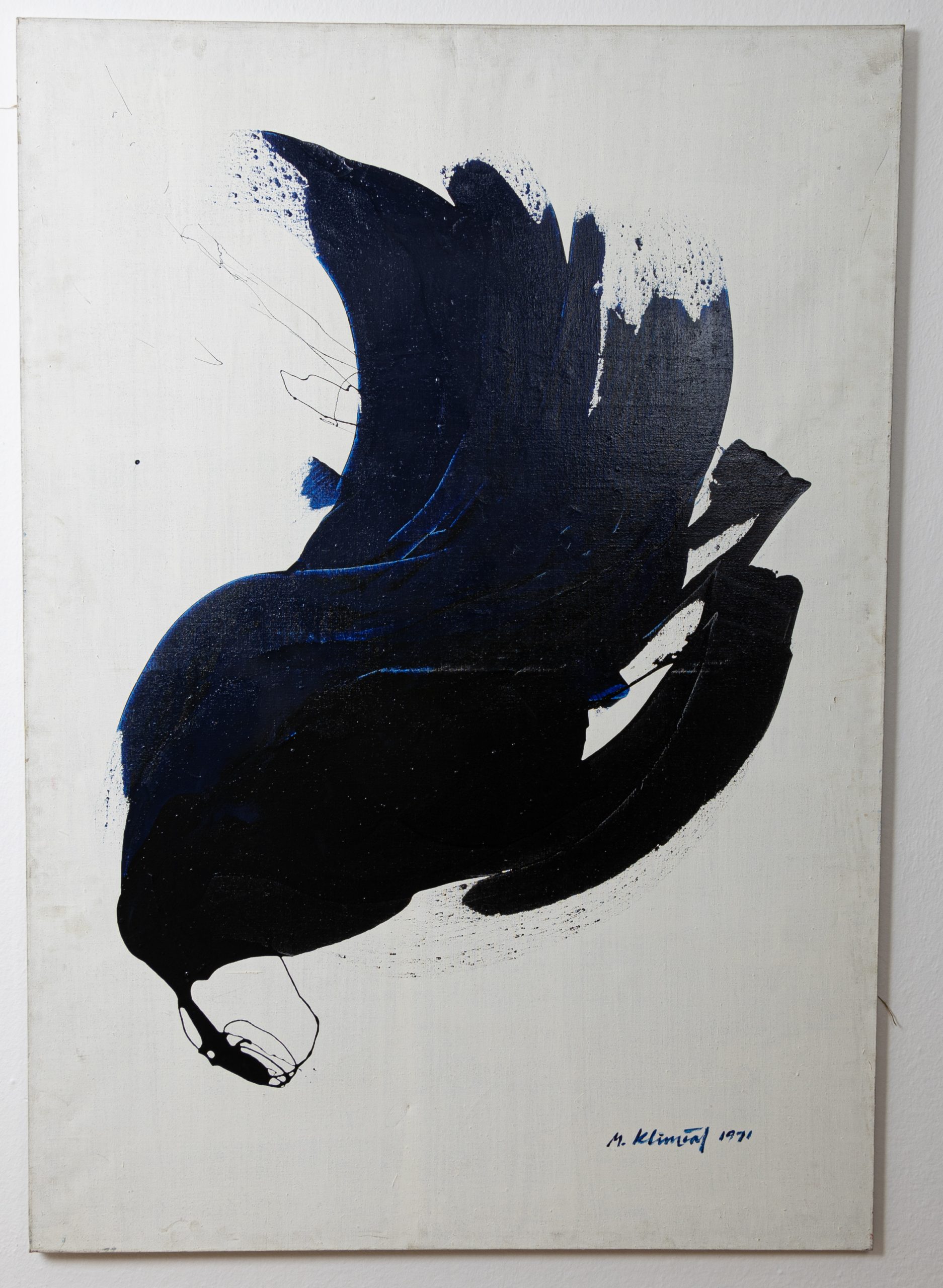 Mikuláš Klimčák - Čierny vták 1971 (nikolak na plátne, 135x95)