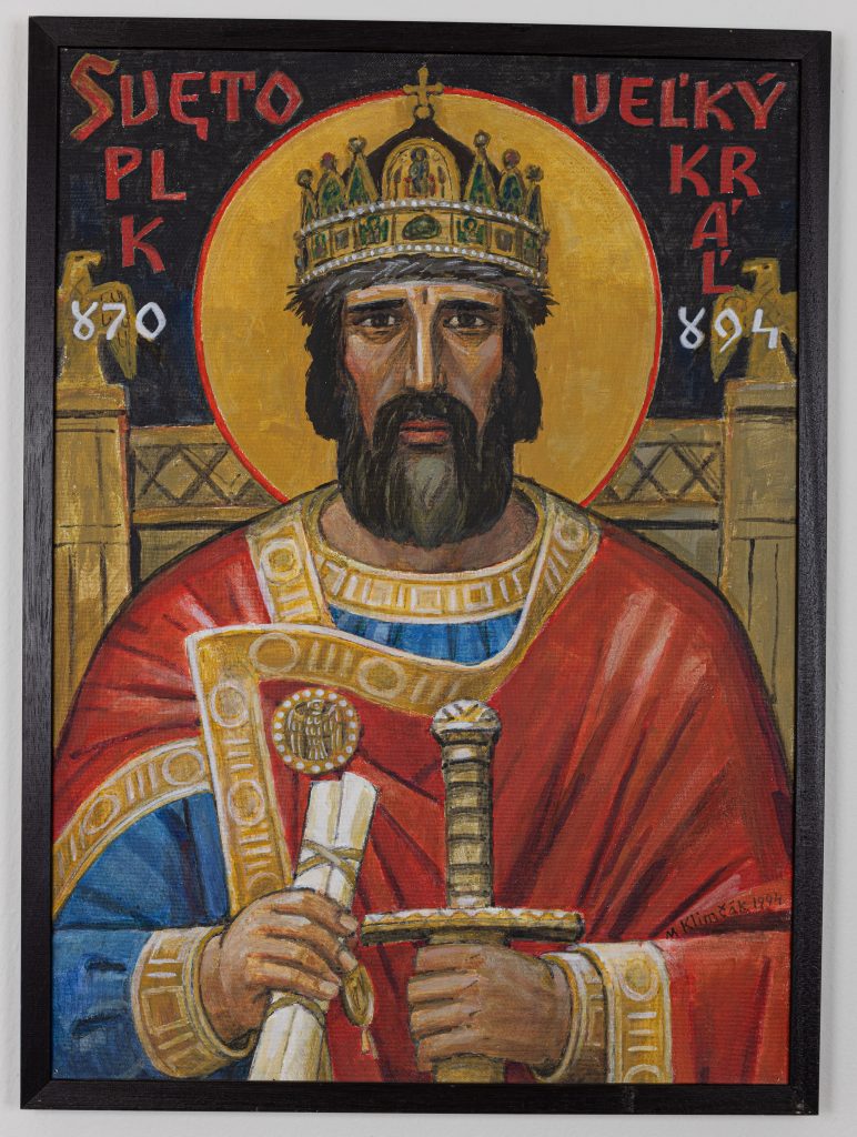Mikuláš Klimčák - Svätopluk veľký kráľ 1994 (tempera na sololite, 73x52,5)