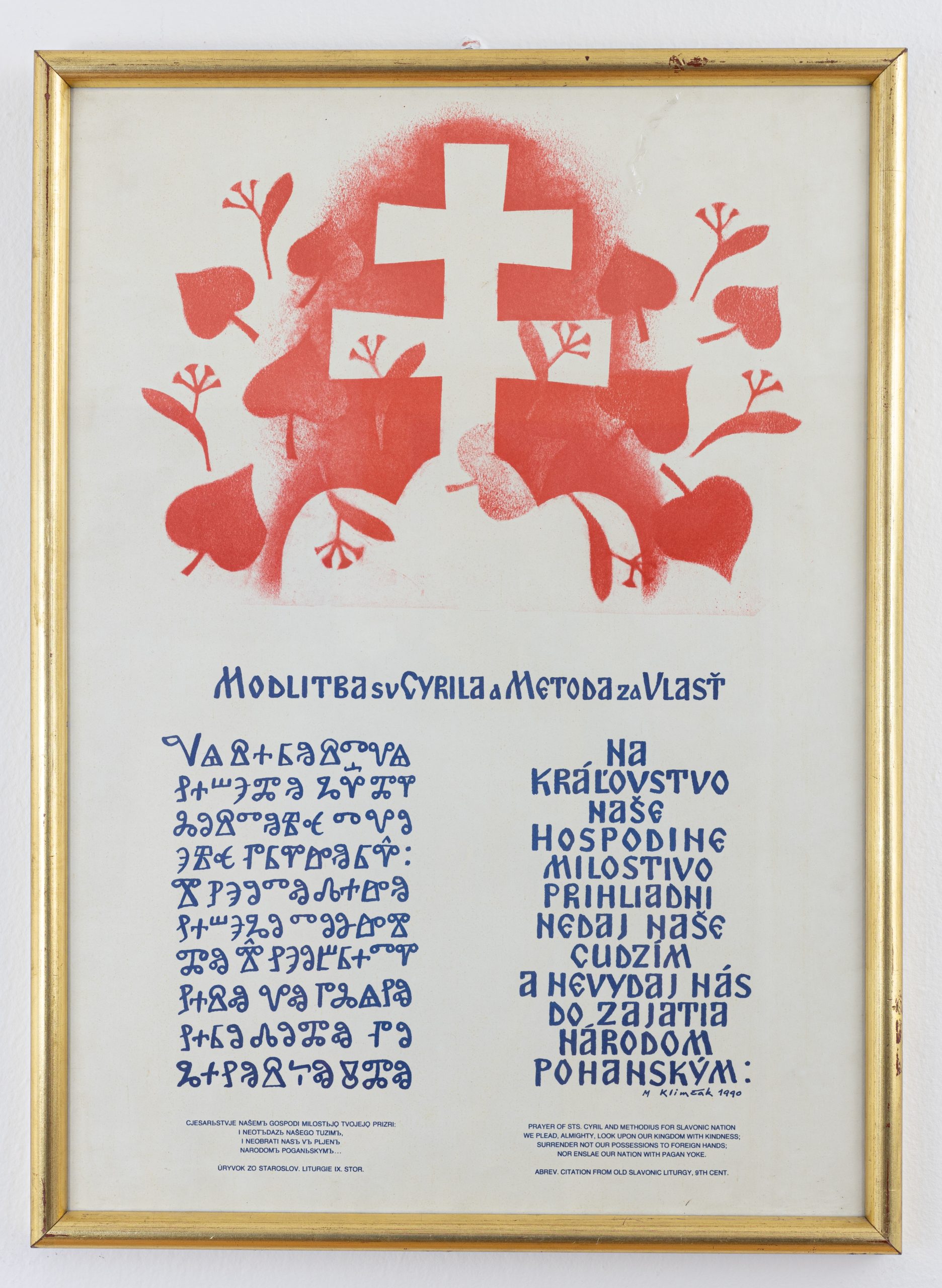 Mikuláš Klimčák - Modlitba sv. Cyrlia a Metoda za vlasť 1990 (kombinovaná technika, 69x51)