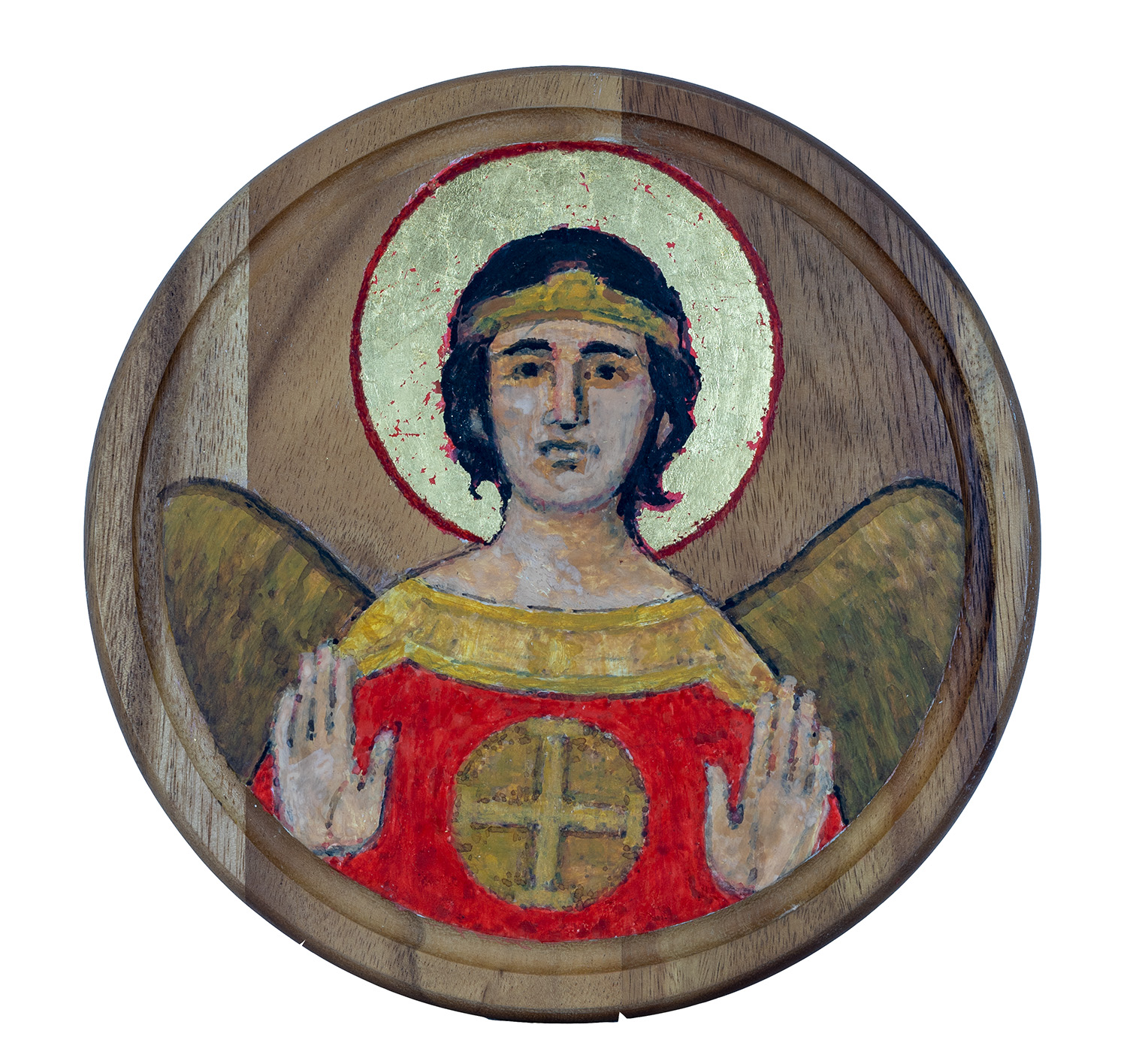Mikuláš Klimčák - Anjel Archanjel 1995 (ikona drevo priemer 25)