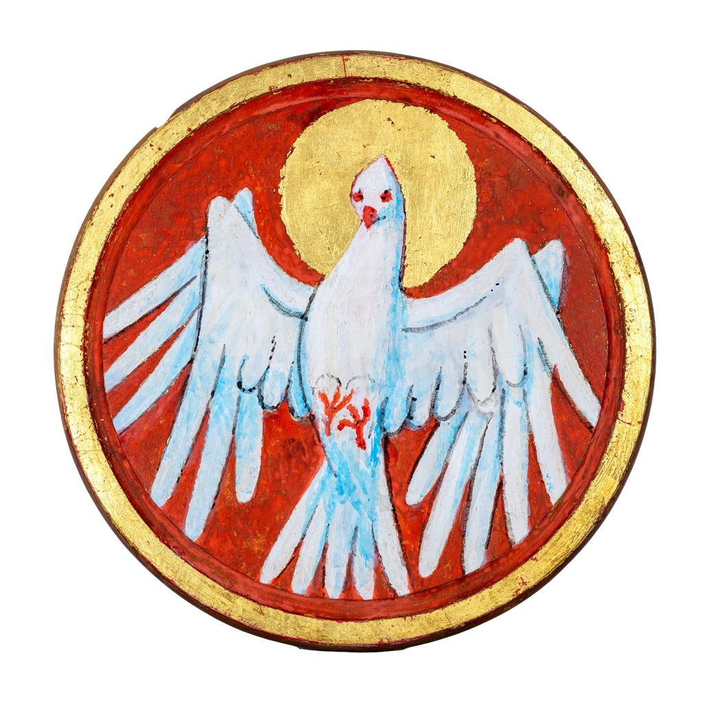 Mikuláš Klimčák - Duch svätý 1995 (ikona drevo priemer 25)