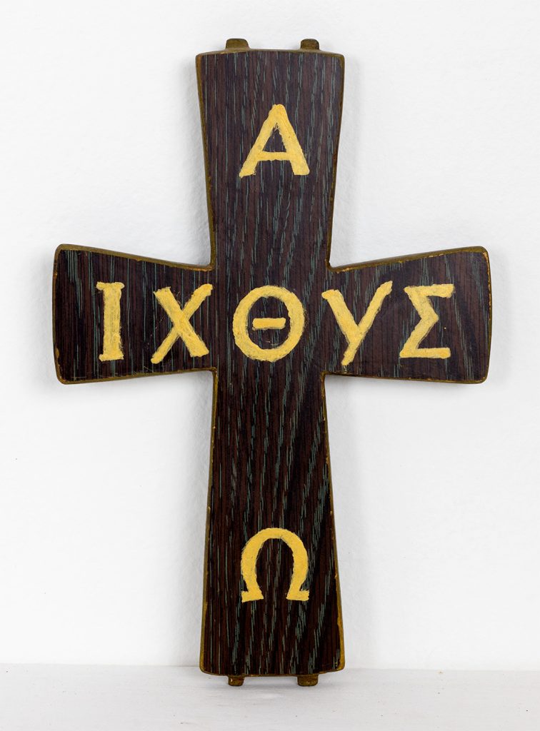 Mikuláš Klimčák - Kríž 1995 (zlato na dreve 30x21)