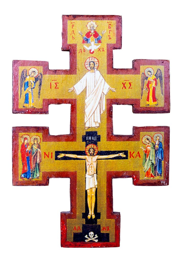 Mikuláš Klimčák - Kríž 1995 (kombinovaná technika - drevo 26x18)