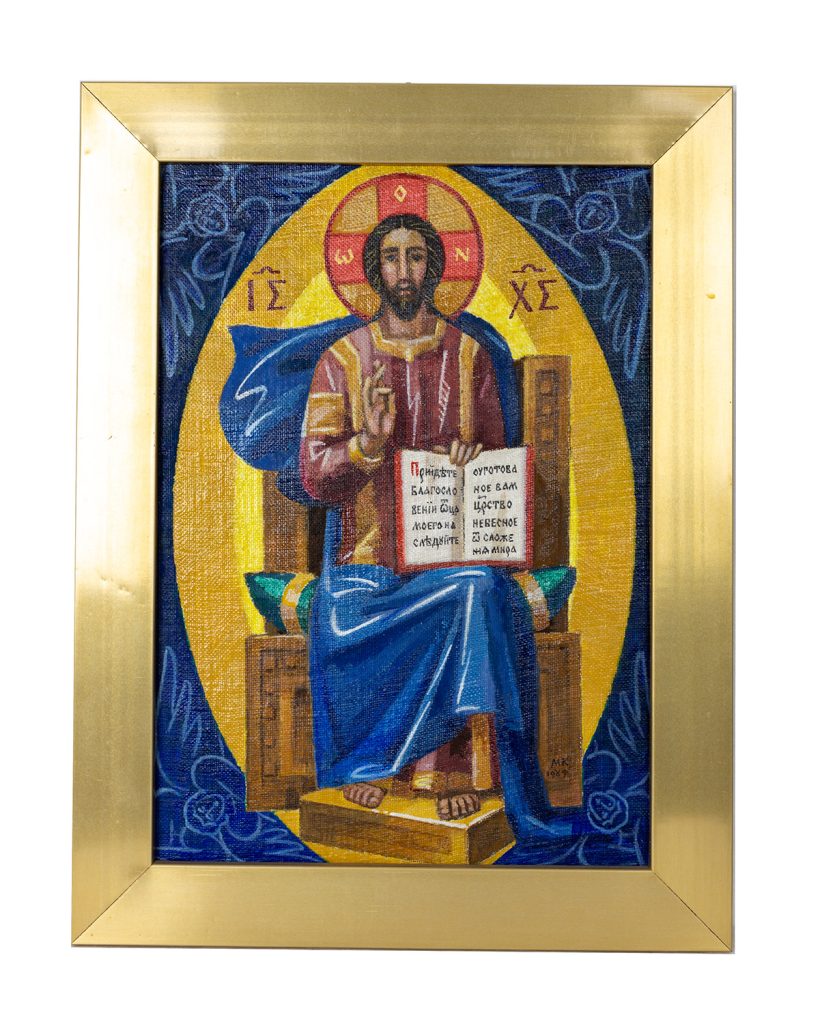 Mikuláš Klimčák - Ježiš - ikona 1987 (olej - sololit 41x31)