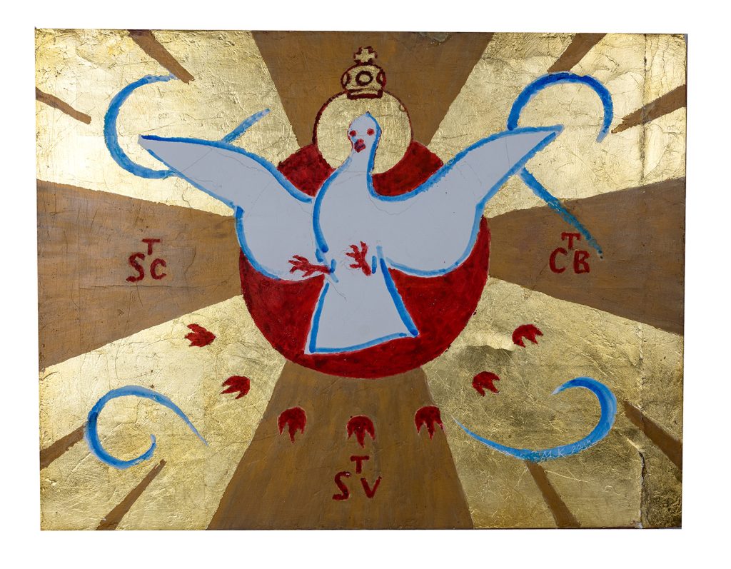 Mikuláš Klimčák - Duch Svätý 2012 (kombinovaná technika - drevo 45x57)