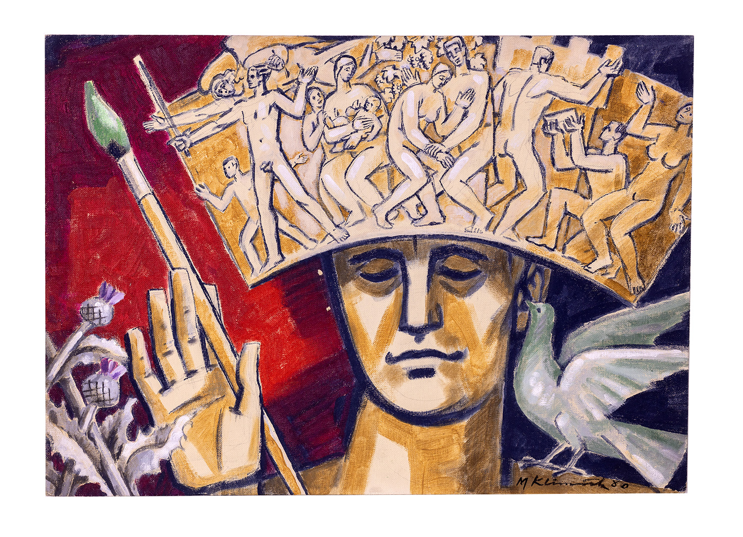 Mikuláš Klimčák - Posol mieru 1980 (tempera - kartón 50x70)