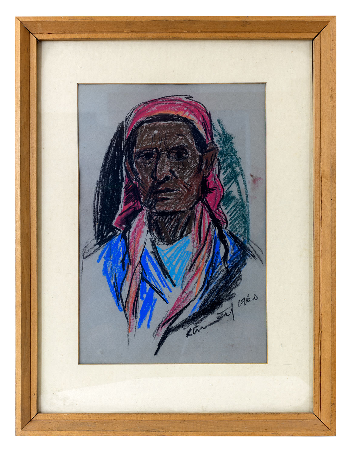 Mikuláš Klimčák - Portrét ženy Mangália 1960 (pastel 63x48)
