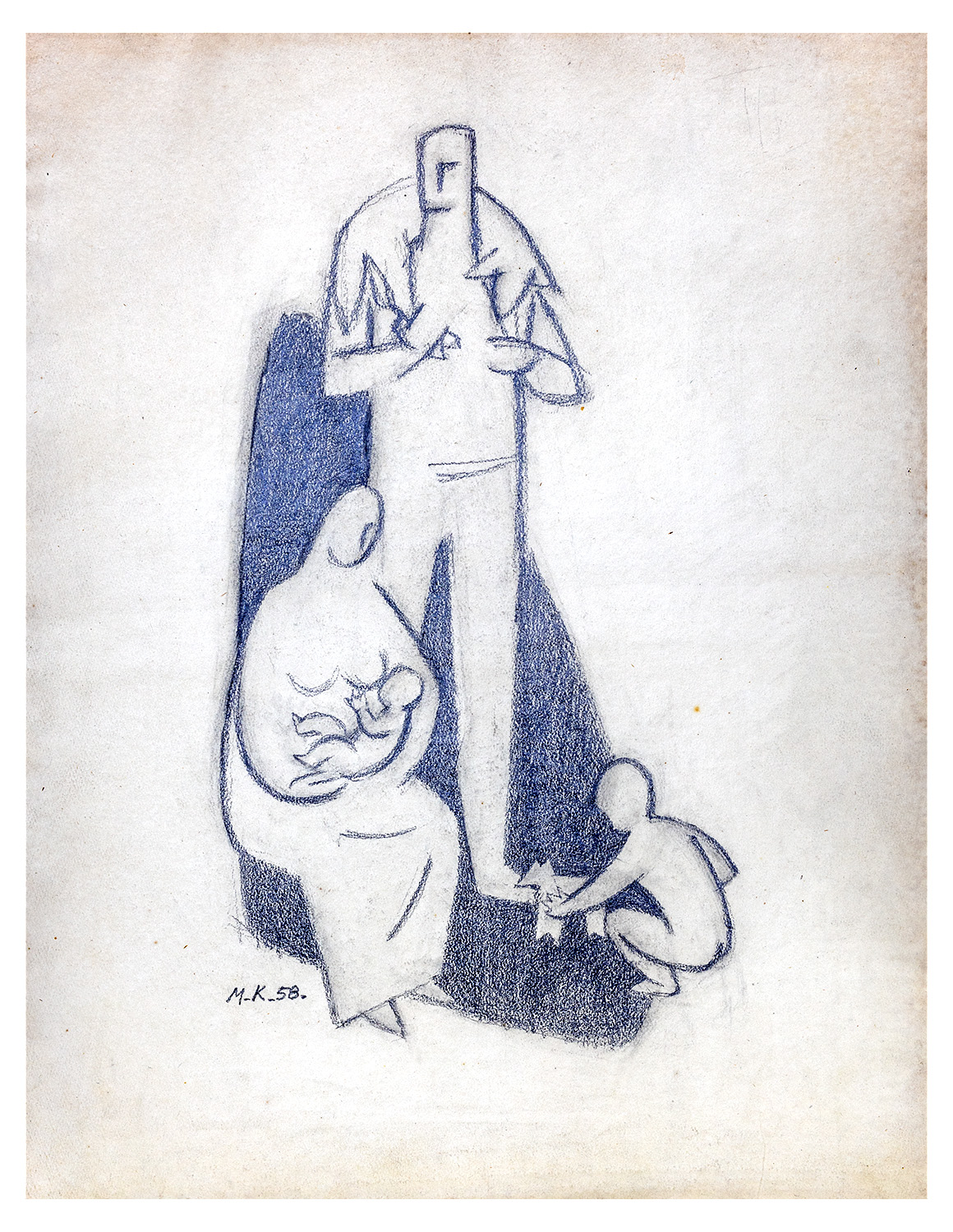 Mikuláš Klimčák - Rodina 1958 (kresba 58x46)