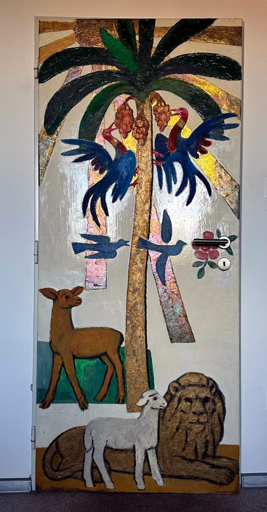 Mikuláš Klimčák - Brána do rája 2000 (olej-obojstranná maľba na dverách, 85x200)