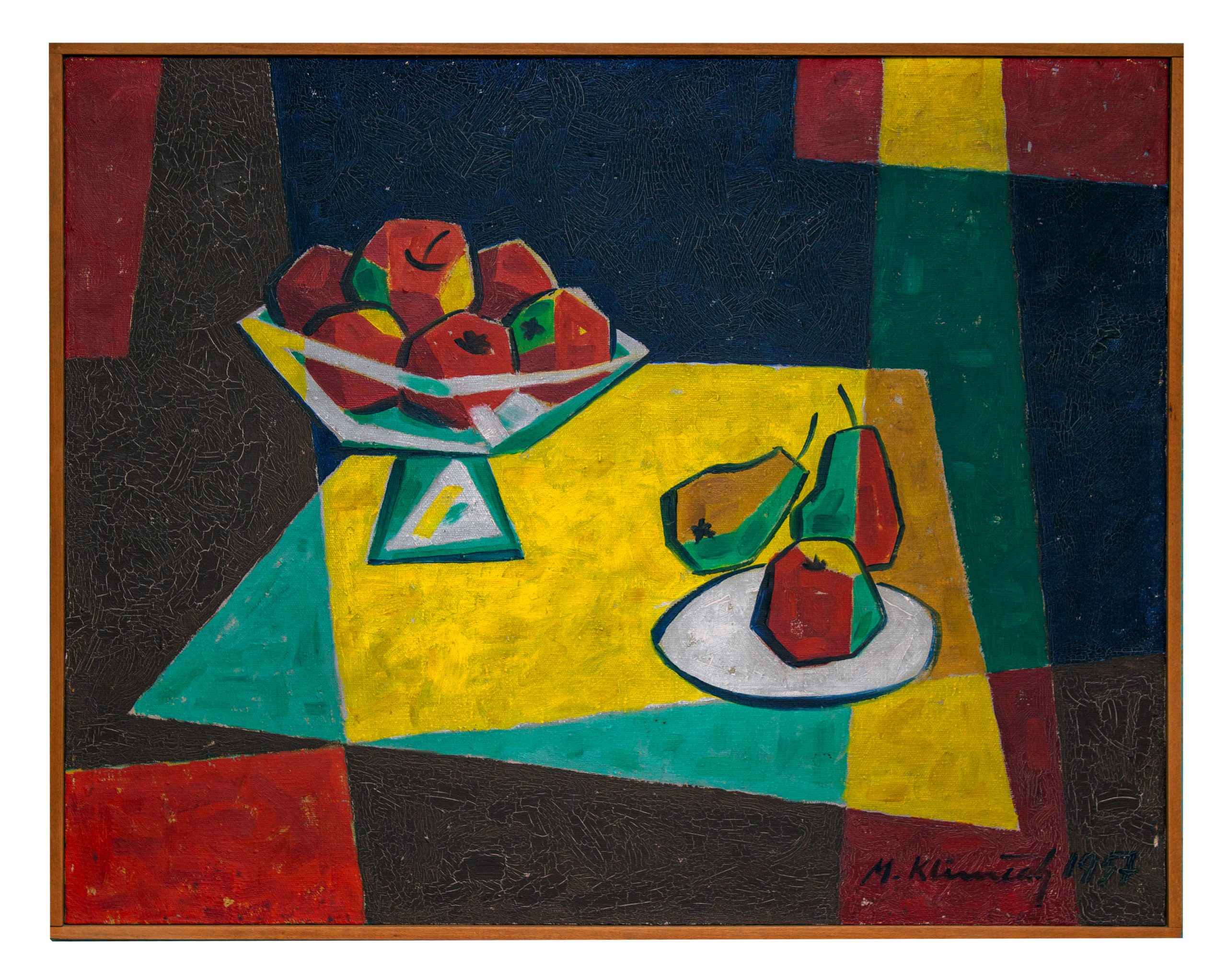 Mikuláš Klimčák - Zátišie s ovocím, 1957 (olej na plátne, 60x80)