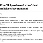 Mikuláš Klimčák by oslavoval storočnicu 