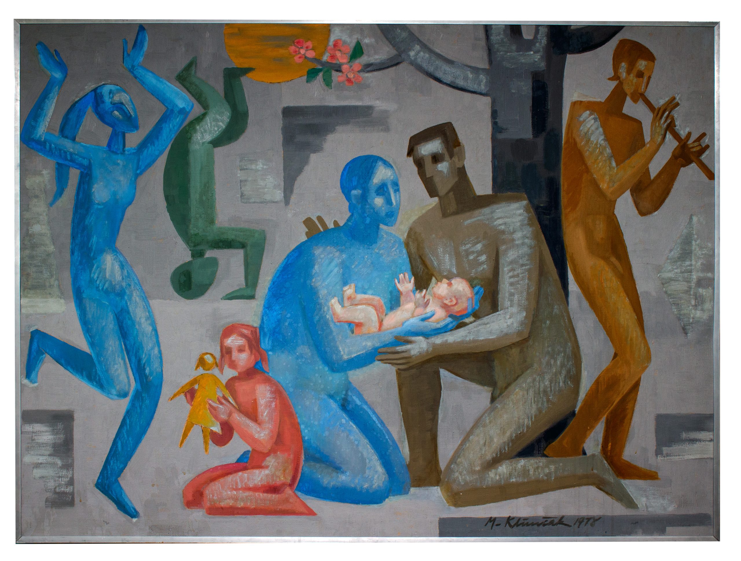 Mikuláš Klimčák - Moja šťastná rodina, 1978 (olej na pláne, 120x160)