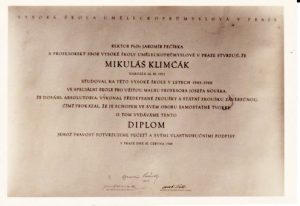 Mikuláš Klimčák - vysokoškolský diplom